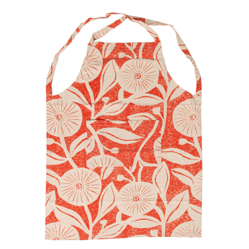 Cotton Printed Crossback Apron With Floral Pattern