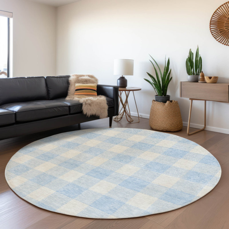 Premium Machine Washable Prisco Sky Rug, Round 8'