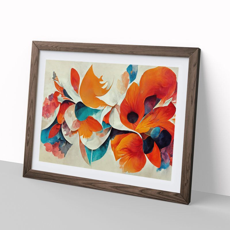 Flowers - Framed Print, 46cm H x 64cm W, Walnut Framed