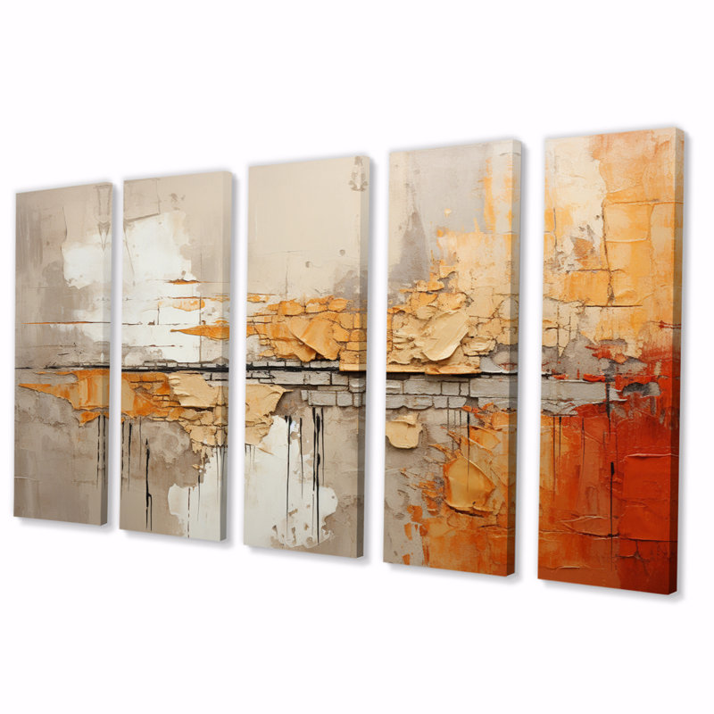 Orange Impressions I - 5 pièces sur toile tendue