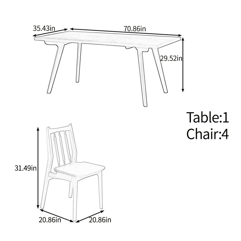Multi-functional solid wood table set, 29.52"H x 70.86"L x 35.43"W