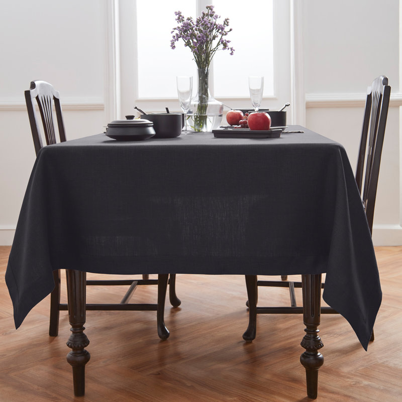 Diana - 100% Pure Linen Tablecloth, 108" L x 60" W, Vintage Blue, Solid Color
