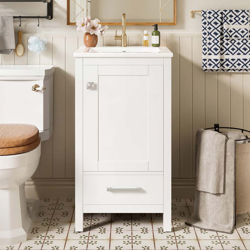 Bathroom Vanity with Ceramic Sink, White