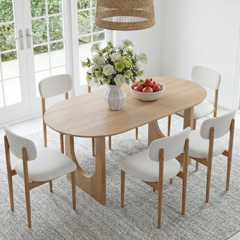 Chynthia 6 - Person Oval Dining Table Set, Oak