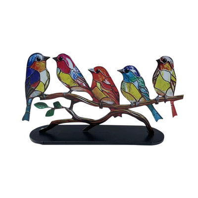 Bird Metal Ornament Colorful Bird Decoration Five Birds Pendant