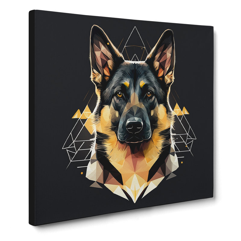 German Shepherd Geometric - No Frame Print, 35cm H x 35cm W x 3cm D