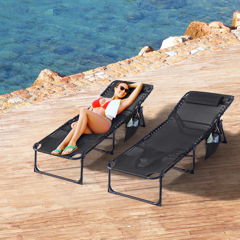 Shanasha 1 Pcs Outdoor Lounge Chair with Sauna Foldable Chair Adjustable Height Patio Lounge Chair,Suitable for Beach,Lawn and Pool