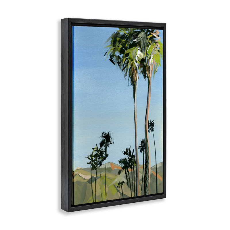Cadre flottant Scenic Tall LA Palms, design par Brook Page, Cadre flottant noir de jais, H 25 po x l 17 po