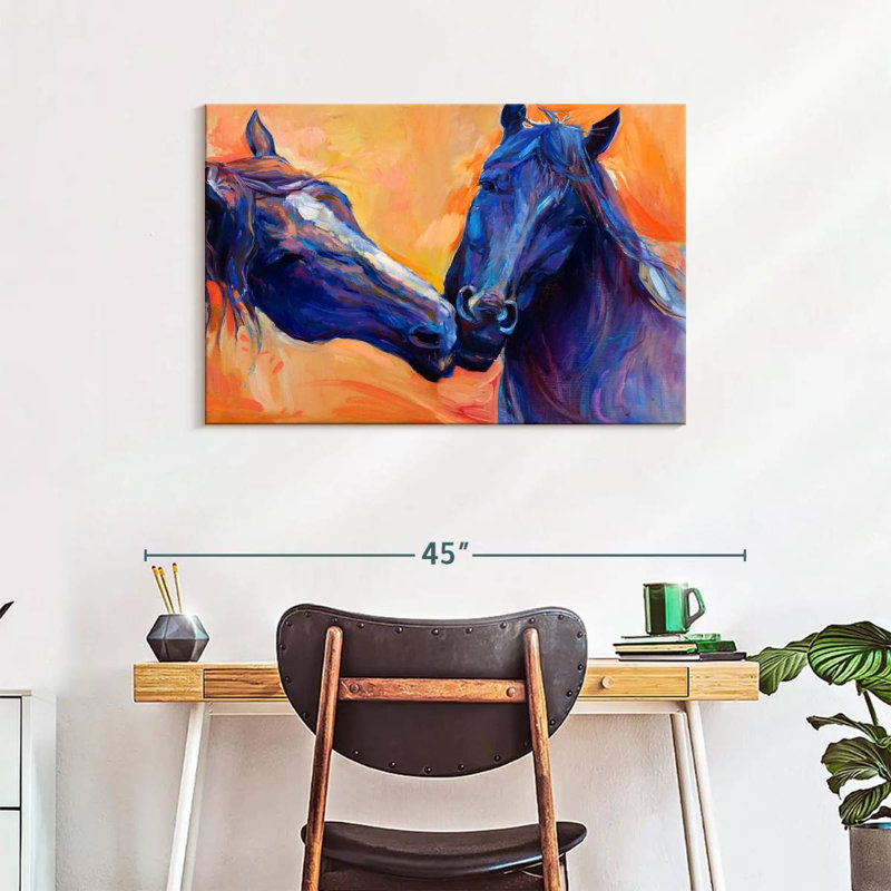 Brampt Blue Horses, 24" H x 36" W