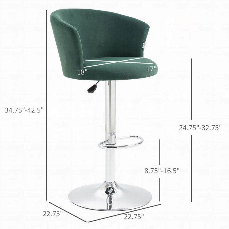 Ensemble de 2 tabourets réglables, tabouret de cuisine rembourré en velours