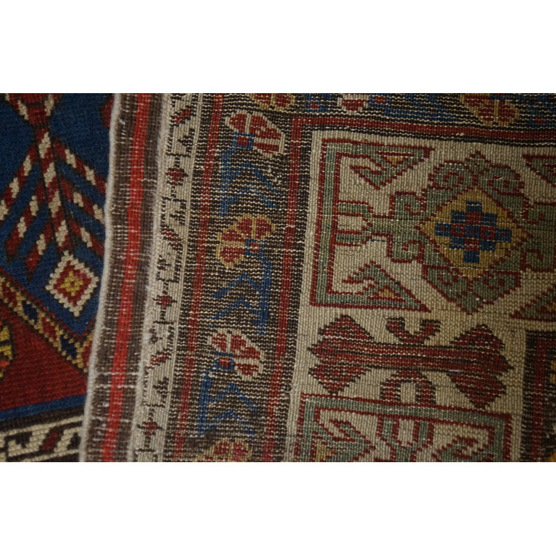 Late 19th Century Tribal Antique Bold Colorful Caucasian Kuba Rug