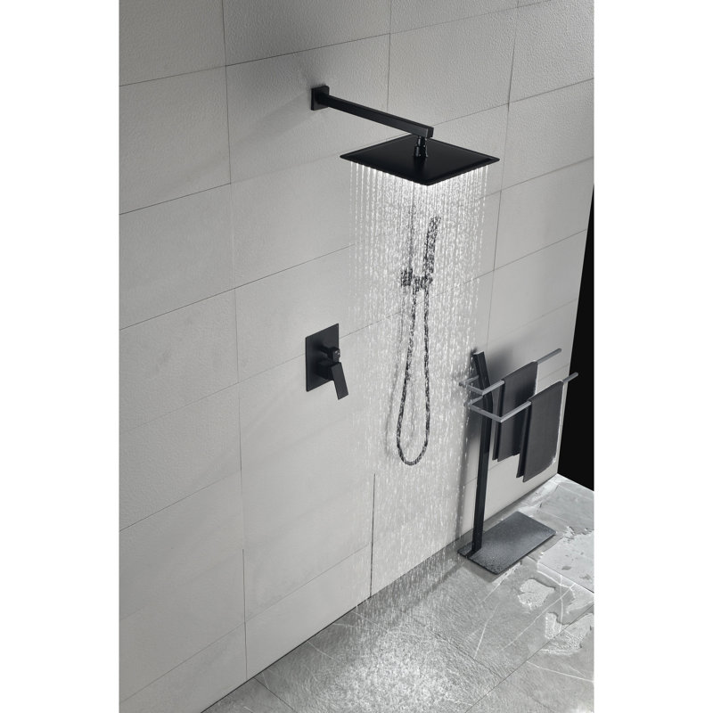 Pomme de douche à pluie de 12 po fixée au mur - réplique de pluie naturelle, buse autonettoyante et rouille - Simulation de finition laiton, décharge, rouille