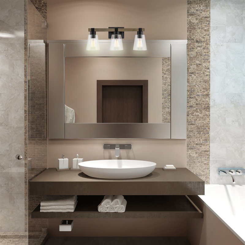 Éclairage pour salle de bain 3 lumières à intensité variable noir / brun Nome