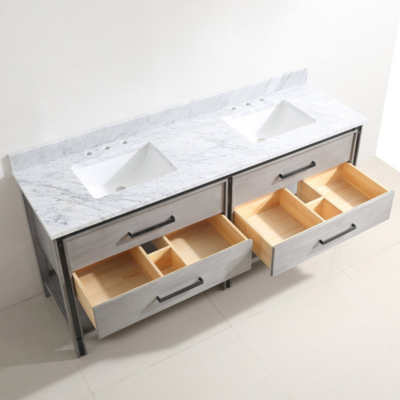 Base de meuble-lavabo double 72 po seulement, Gris pierre