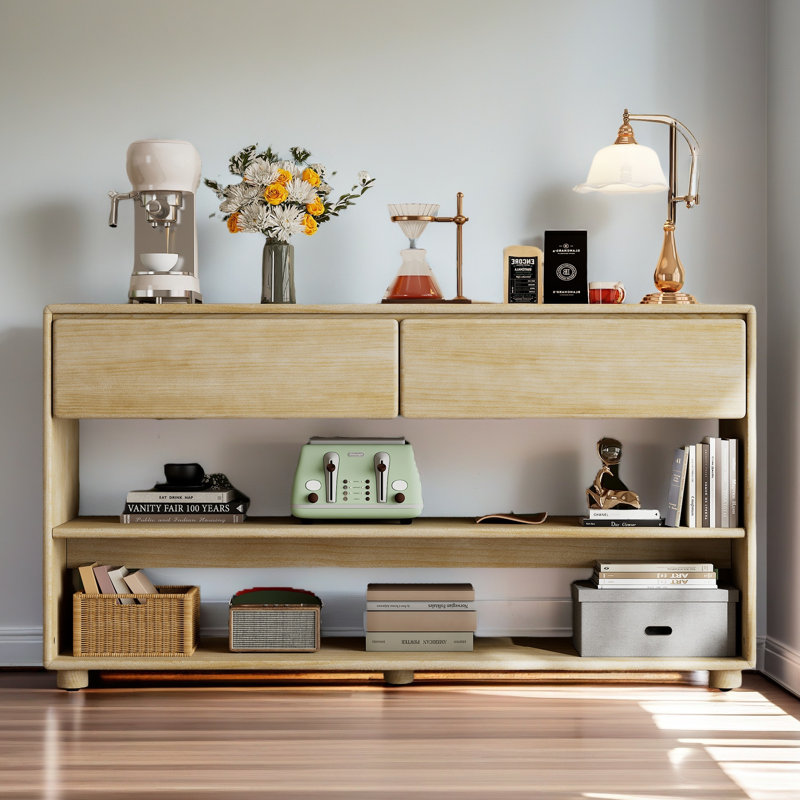 Buffet pour le vestibule, table de vestibule rétro avec tiroirs et tablettes, console parfaite avec rangement pour le vestibule, le couloir et le salon