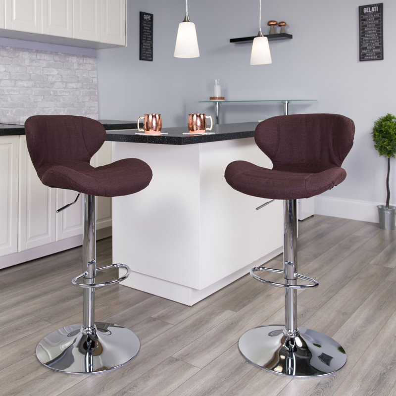 Arkport Swivel Upholstered Adjustable Height Counter Stool, Brown
