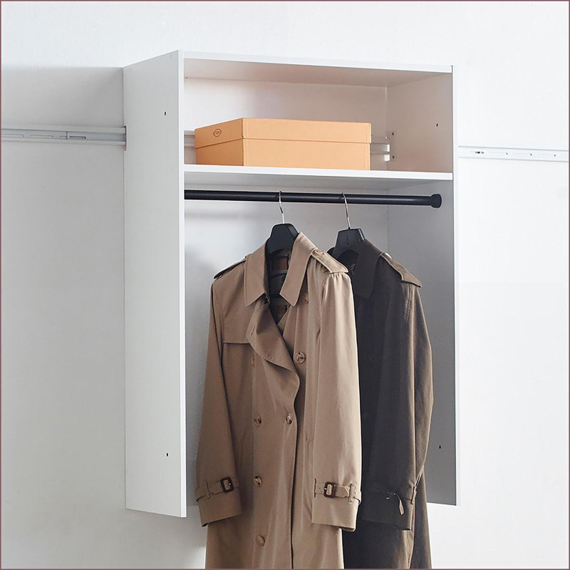 Systèmes de placard: penderie murale modulaire en bois blanc avec rangement Devi | Blanc | Bois, White