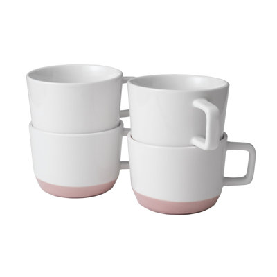 Austin Libbey 17.5-Ounce Large Porcelain Coffee Mug, Set Of 4, Himalayan Salt Pink