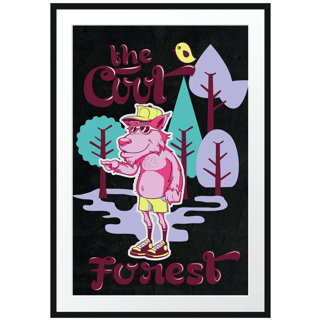 Gerahmtes Poster Der Kühle Wald Schwarz