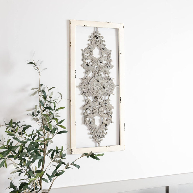 Grey Scroll Panel Wall Décor