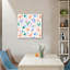Motif floral ludique, cadre en bois intégré, art mural, 16 x 16