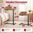 Multi Function Height Adjustable Overbed Table with Wheels and Right Side Tilt Top Brown