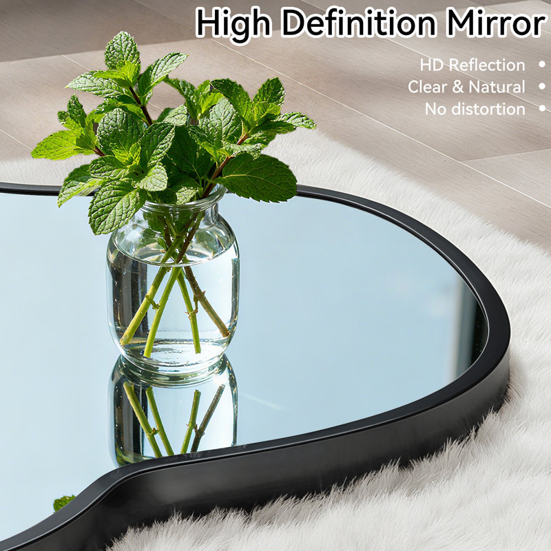 Miroir mural asymétrique, 43 po x 26 po, Noir