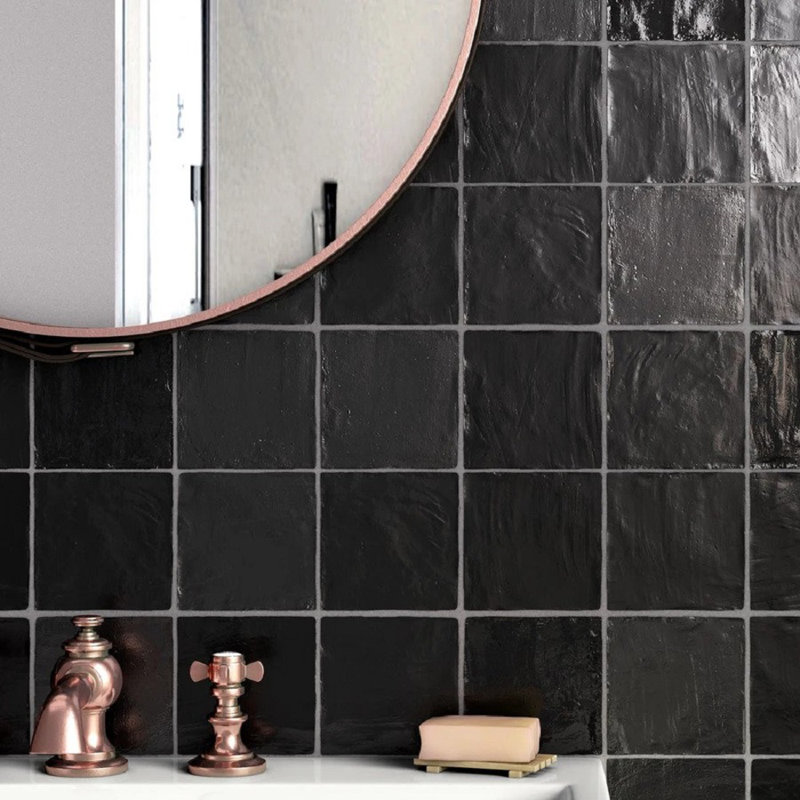 Carreau de céramique 4 po x 4 po pour cuisine, salle de bain ou panneau mural, Noir