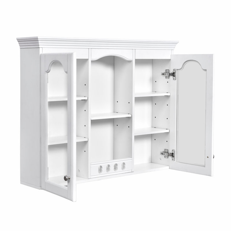 Bathroom Wall Cabinet with 2 Glass Doors