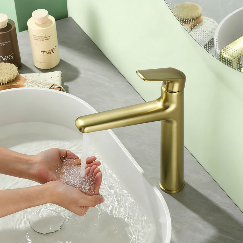 Single Hole Bathroom Vessel Faucet With Drain Assembly Single Handle Bathroom Vessel Sink Faucets Modern Tall Bathroom Vanity Basin Taps With Valve