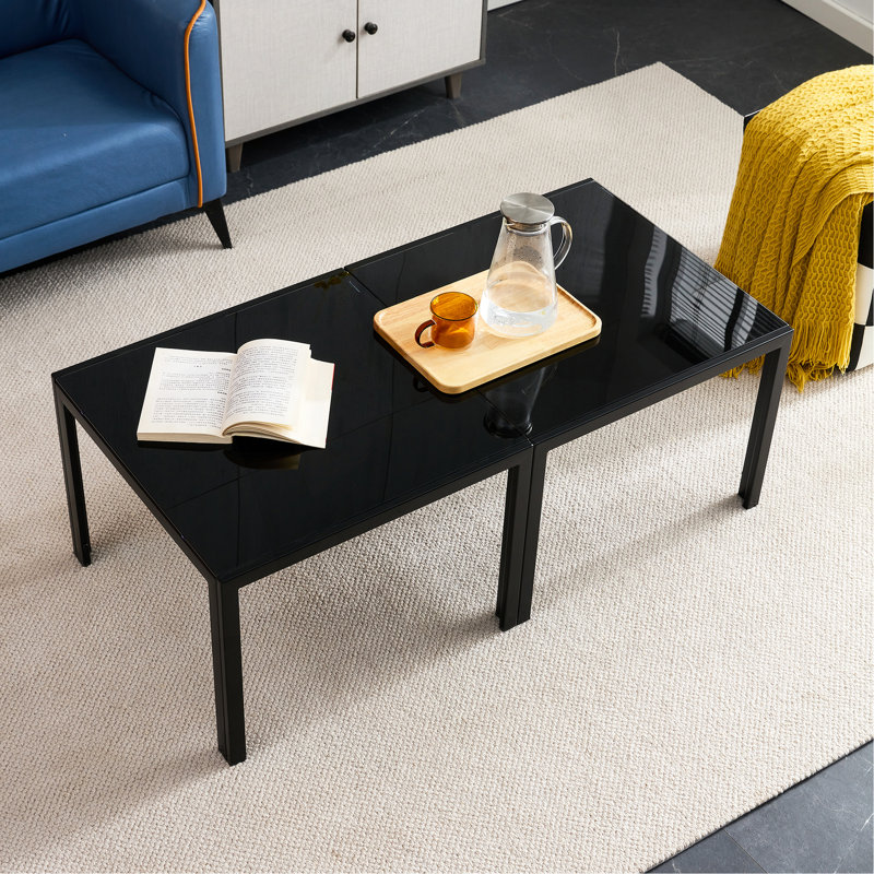 Ensemble de 2 tables basses, Plateau noir / base noire