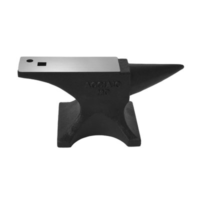 Enclume en acier coulé à corne simple de 25 lb, grand comptoir fonctionnel et base solide stable, traité à la chaleur 55 hrc avec outil de forgeron à trous ronds et carrés pour atelier de façonnage de forges en métal