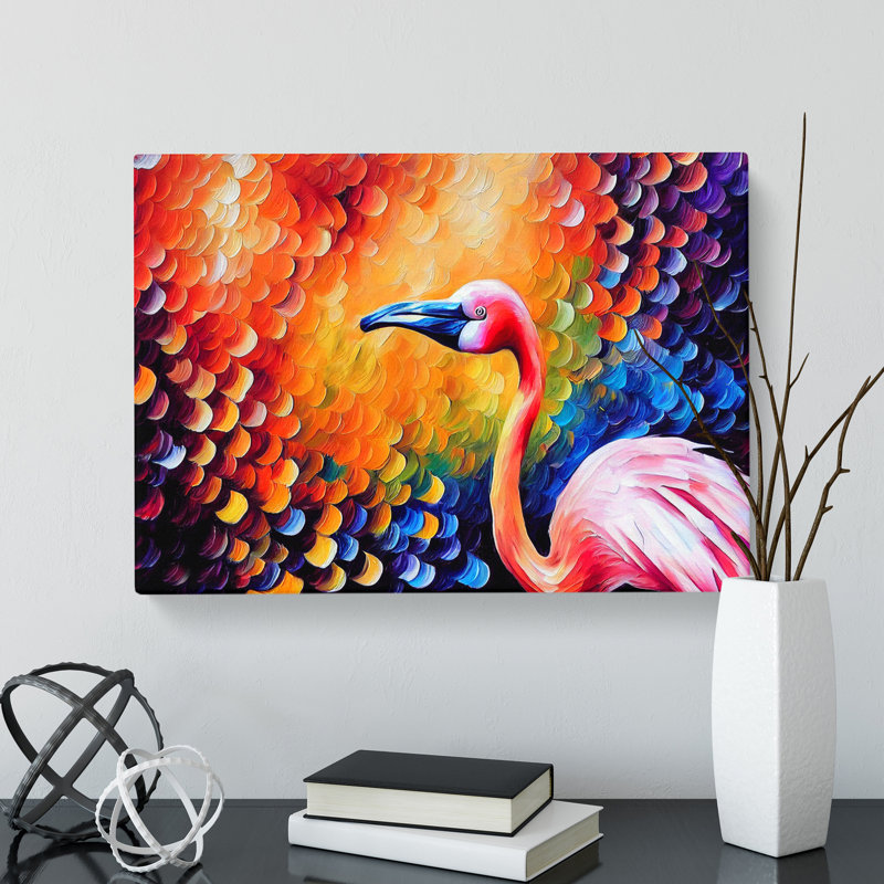 Flamingo Painting Vol.1 Abstract - Wrapped Canvas, 35cm H x 50cm W x 3cm D