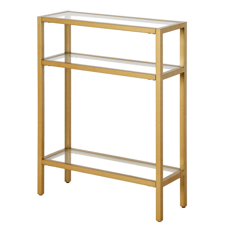 Adamson 55.9cm Glass Top Console Table, Brass