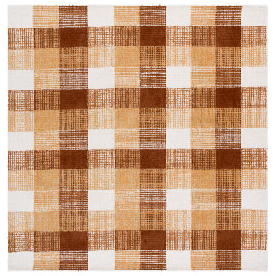 Genre Hand Tufted Wool;Cotton Plaid Rug