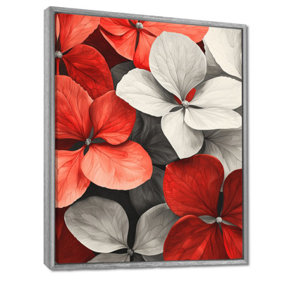 Monochrome Red Hydrangea Petal Accent I - Hydrangea Canvas Prints
