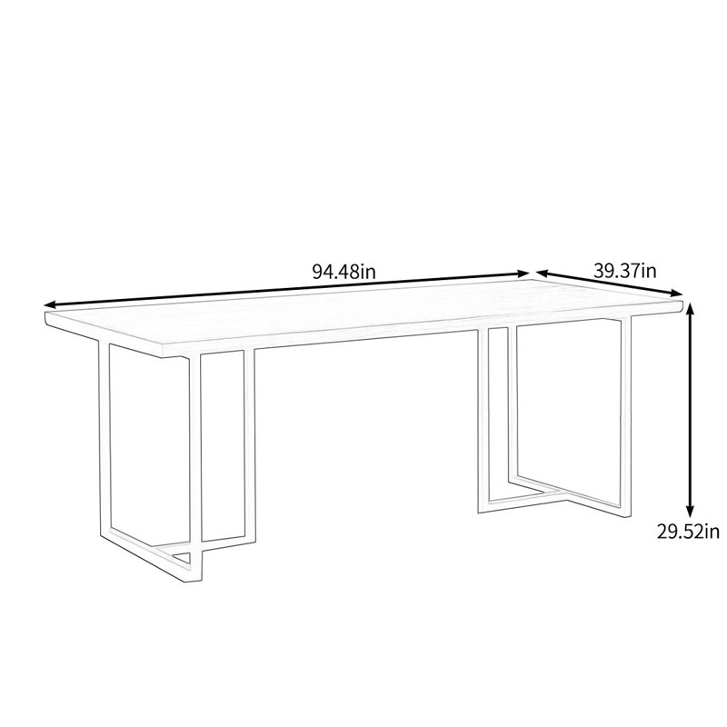Table de salle à manger multifonctionnelle en bois massif, H 29,52 po x L 94,48 po x l 39,37 po