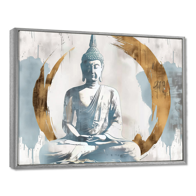 «Gray and Gold Golden Buddha Reflection II - Buddhism», reproduction d'art murale, H 30 po x l 40 po x P 1,5 po