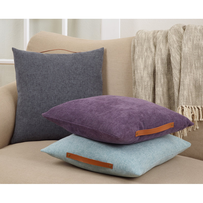 18" Purple Chenille Medium Square Throw Pillow with Handle