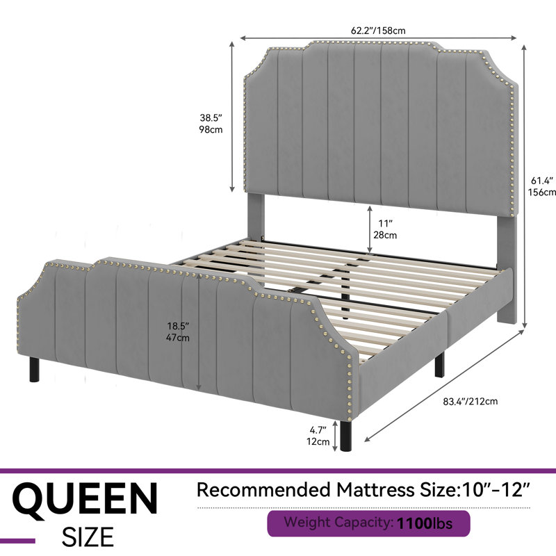 Upholstered Platform Bed, Queen