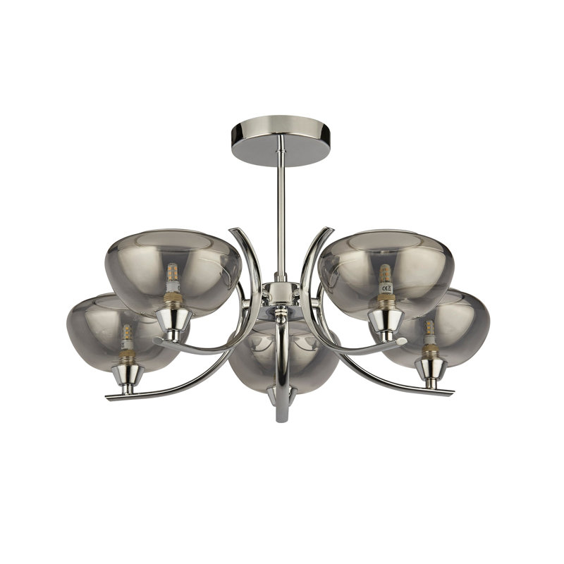 Glass Semi Flush Mount, 5 Lights