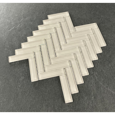 1" x 4" Glass Herringbone / Chevron Mosaic Tile