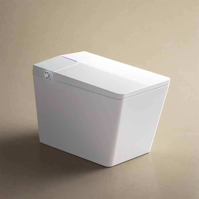 Square Smart Toilet With Built-in Tank For Bathroom, White
