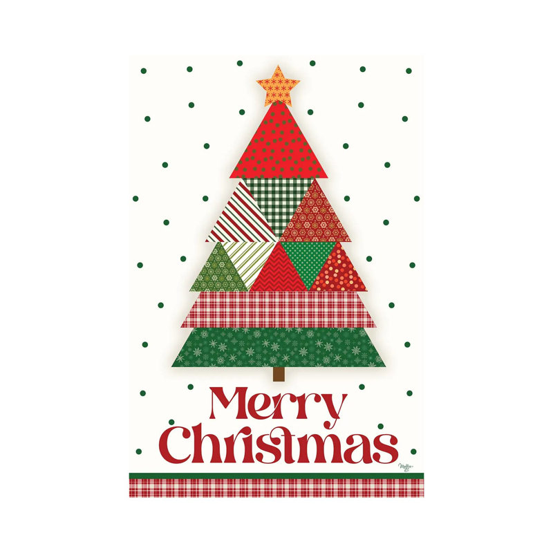 Quilt Christmas Tree - reproduction d'art murale - toile encadrée, H 26 po x l 18 po, Toile tendue, Ne s’applique pas