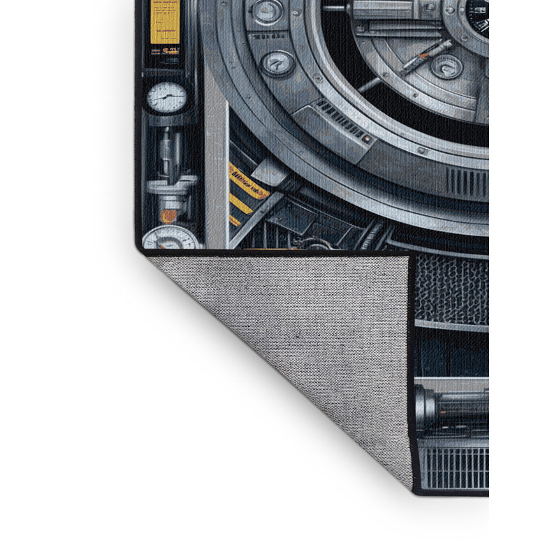 Tapis gris lavable à la machine, Rond 3 pi