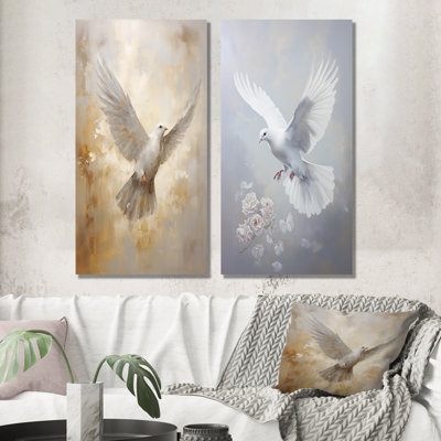 Tranquil Dove Harmony - Dove Metal Art Print Set Of 2