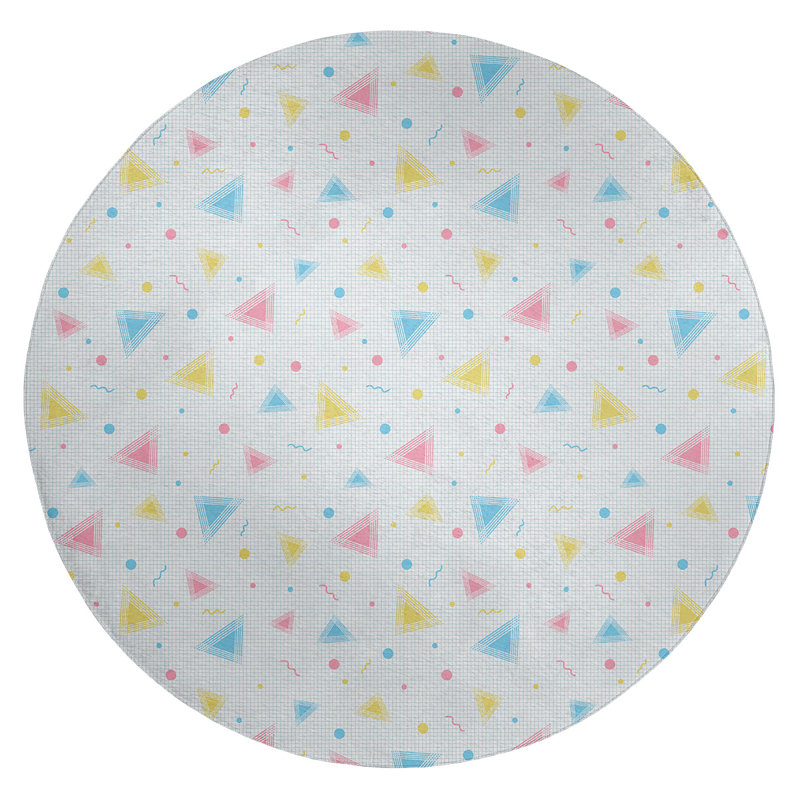 Chenille Geometric Indoor Rug, Round 5'