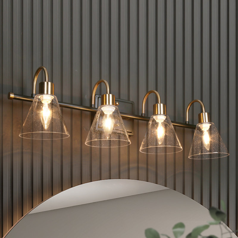 Luminaire de salle de bain moderne à 4 lumières à intensité variable avec abat-jour