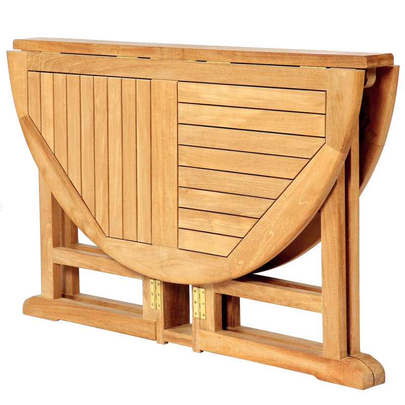 Ellie-Maye Round Teak Folding Outdoor Dining Table , 47'' in. W 47'' in. D
