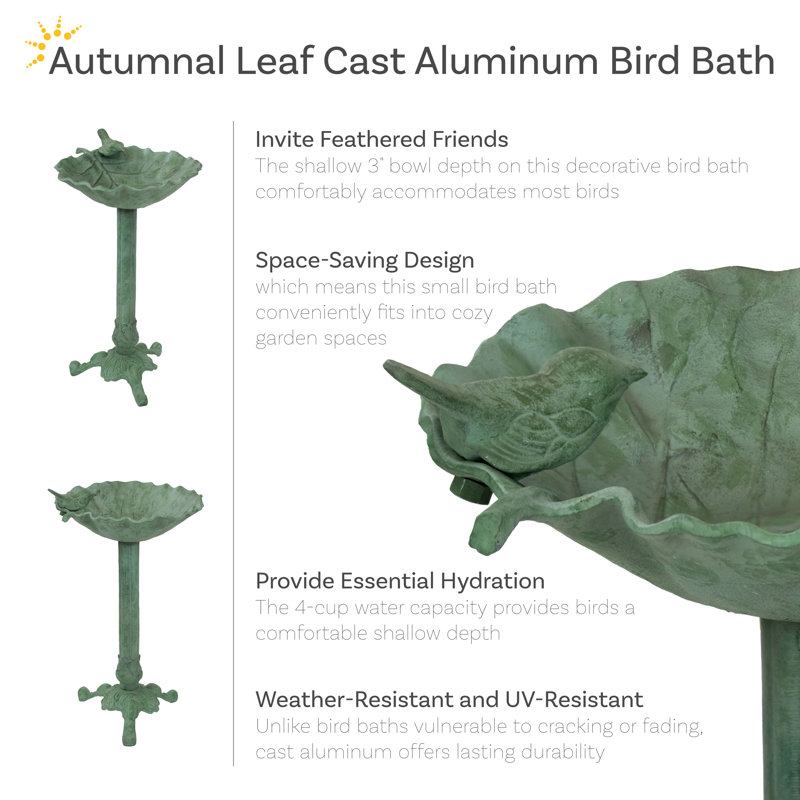 Sunnydaze Decor Autumnal Leaf Bird Bath - Thumbnail 3